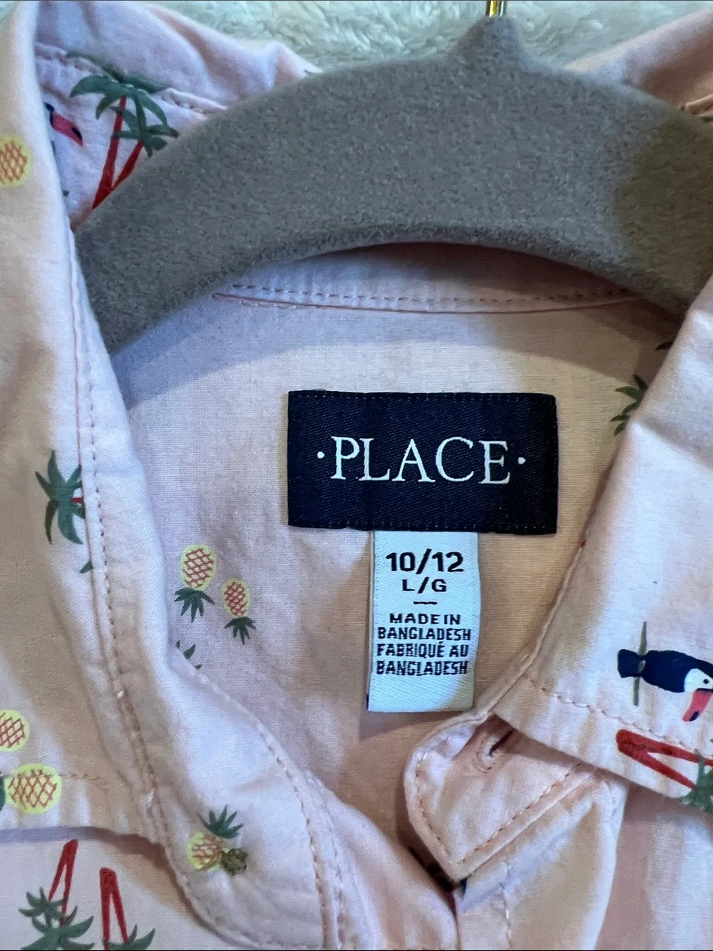 The Children's Place Pink Short-Sleeve Button-Up with Tropical Print